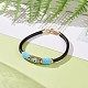 Japanese Seed Column with Evil Eye Beaded Bracelet with Cowhide Cords for Women BJEW-JB09078-03-2