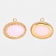 Long-Lasting Plated Golden Tone Brass Glass Oval Charms GLAA-J059-02G-3