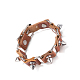 Cuir et de zinc bracelets occasionnels réglables en alliage rivets unisexes BJEW-BB15625-6