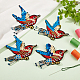 鳥ポリエステル刺繍アイロン接着アップリケ  スパンコール/パイレットビーズパッチ  ミシンクラフト装飾  レッド  112x127x6.5mm PATC-WH0008-35-4