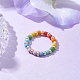女性用ガラスビーズストレッチ指輪  カラフル  usサイズ8 1/2(18.5mm) RJEW-JR00656-2