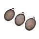 Bronze antique de style tibétain cupports pendentif ovale pour cabochons sans plomb et sans cadmium X-TIBEP-A12084-LF-3