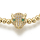 Bracelets avec perles en laiton tressé ZIRC-T006-21G-01-2