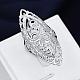 Classic Silver Plated Brass Filigree Flower Finger Rings for Lady RJEW-BB00730-8-3