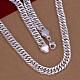 Popular Silver Color Plated Brass Cuban Link Chain Necklaces For Men NJEW-BB12683-3