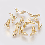 Brass Rhinestone Stilettos Pendants, Nickel Free, Real 18K Gold Plated, High-Heeled Shoes, 10x4.5x9mm, Hole: 1mm