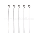 304 Stainless Steel Eye Pin, Stainless Steel Color, 40mm, Hole: 2mm, Pin: 0.7mm