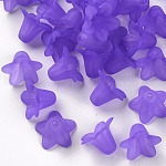Purple Frosted Transparent Acrylic Flower Beads, 17.5x12mm, Hole: 1.5mm