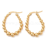 Orecchini a cerchio a goccia con perline in acciaio inossidabile 304&nbsp;EJEW-M221-01G
