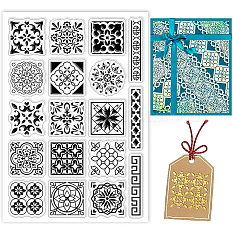 BENECREAT Background Clear Stamps Mandala Geometri Floral Border Pattern PVC Silicone Stamps for DIY Scrapbooking DIY-WH0167-57-0049
