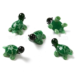 Hechos a mano decoraciones para el hogar de cristal de murano, Adornos de tortuga 3d para regalo., verde, 26~28x19~20x18~20mm
