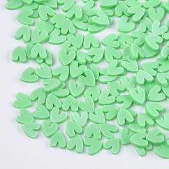 Décoration d'art d'ongle en argile polymère manuel, soins des ongles de mode , sans trou, cœur, vert clair, 4~6x4~5x1~2mm