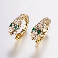 Créoles en laiton avec zircone cubique de micro pave, serpent, or, 17x14x6mm, pin: 1.2 mm