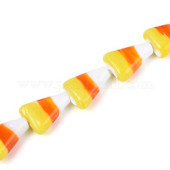 Hilos de abalorios de murano hechos a mano, triángulo, color mezclado, 15~16.5x11~12x5.5~6.5mm, agujero: 0.8~1.4 mm, aproximamente 12 pcs / cadena, 7.48 pulgada (19 cm)