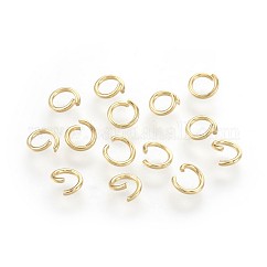 Anillos de salto abiertos de acero inoxidable 304, redondo, real 18k chapado en oro, 5x0.8mm, 20 diámetro