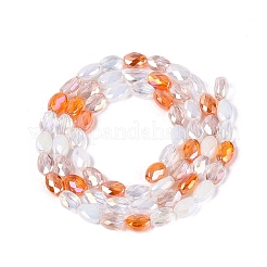 Colliers de perles en imitation jade électroplaquées&nbsp;EGLA-Q135-4x6MM-01C