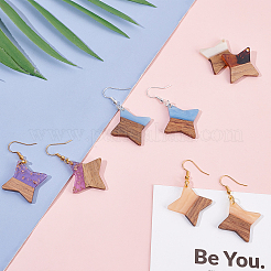 Своими руками 8 пара сережек из дерева в форме звезды&nbsp;DIY-FH0001-97