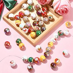 50 шт. непрозрачные акриловые бусины с рождественским принтом&nbsp;OACR-CJ0002-20