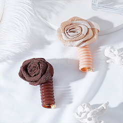 2 шт. 2 цвета ТПУ и полиэстер и сплав роза плетеный телефонный шнур резинки для волос&nbsp;OHAR-LP0002-11