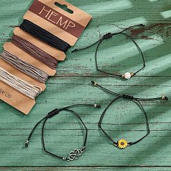 Регулируемые браслеты из плетеных бусин с вощеным шнуром&nbsp;DIY-AR0001-65