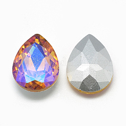 Cabochons en verre avec strass de dos avec point&nbsp;RGLA-T017-10x14mm-08