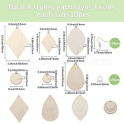 2 набор незаконченных деревянных заготовок для изготовления сережек-подвесок&nbsp;DIY-SP0004-46