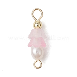 Ciondoli connettore in acrilico e perle d'acqua dolce coltivate naturali con fiori smerigliati&nbsp;PALLOY-JF03590-02