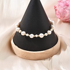 Verstellbare Armbänder mit Schiebeverschluss aus natürlichen Süßwasserzuchtperlen und Messingperlen für Damen&nbsp;BJEW-JB13878