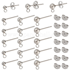 100 шт. 3 стиля оригинального цвета 304 нержавеющая сталь шарообразная фурнитура для сережек-гвоздиков&nbsp;STAS-YW0003-06