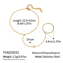 Anillos planos redondos de acero inoxidable 304 con circonitas cúbicas transparentes para el dedo del pie&nbsp;KZ1139