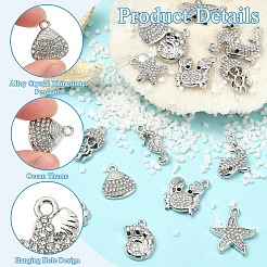 16 Stück 8 Stile Legierung Kristall Strass Anhänger&nbsp;FIND-YW0012-26