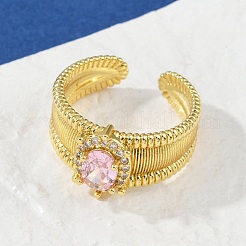 Открытые манжеты из латуни с микропаве и цирконием для женщин&nbsp;RJEW-U059-01G-01