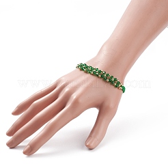 Bracelet à maillons fleur tressé en verre pour femme&nbsp;BJEW-TA00130-01