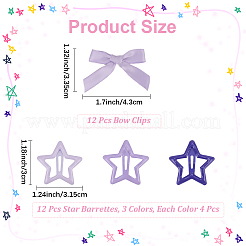 12 шт. заколки-звездочки для волос с железными кнопками&nbsp;OHAR-CP0001-25