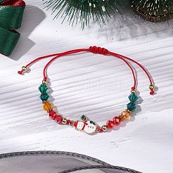Bracelets de perles tressées en verre de Noël&nbsp;BJEW-JB10892-02