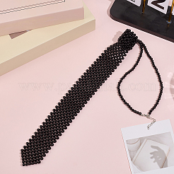 Cravate en perles d'imitation en plastique&nbsp;AJEW-WH20080-02B
