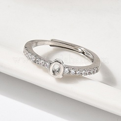 S925 verstellbare Buchstabenringe aus Sterlingsilber für Damen&nbsp;RJEW-M068-01P-Q
