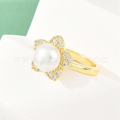 Anelli da dito da donna in ottone con micro pavé di zirconi cubici&nbsp;RJEW-D340-02G-02