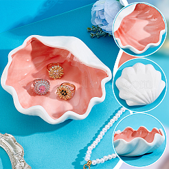 Muschelförmige Schmuckablageschalen aus Porzellan für Ringe&nbsp;AJEW-WH0077-077