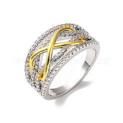 Fingerringe aus Messing mit Mikropavé-Kubikzirkonia für Damen&nbsp;RJEW-Z146-01GP