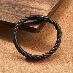 Pulseras de cordón de cuero de microfibra trenzada con revestimiento de iones (IP) para hombres&nbsp;BJEW-Z081-13EB-01