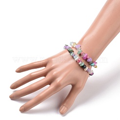 2 шт. набор браслетов из смешанных драгоценных камней с чипсами для родителей и детей&nbsp;BJEW-JB08431