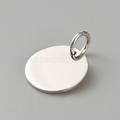 Breloques plates et rondes en argent sterling 925&nbsp;STER-WH0005-43A-P