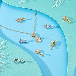 16 шт. 8-х стилевые латунные микрофибровые скобы для ледоруба с кубическим цирконием&nbsp;KK-FH0003-43