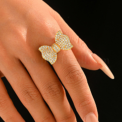 Fingerringe aus Messing mit Mikropavé-Fassung aus Zirkonia für Damen&nbsp;AJ2341