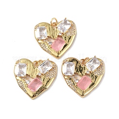 Латунные микропаве прозрачные подвески с фианитом&nbsp;KK-E068-VF336