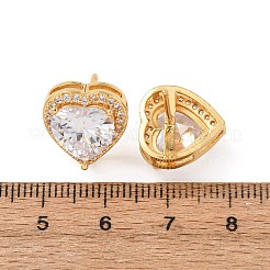 Boucles d'oreilles en laiton avec micro pavé de zircons cubiques pour femmes&nbsp;EJEW-F418-06G