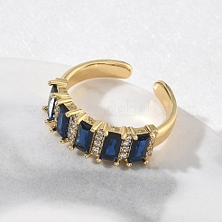 Offene Manschettenringe aus Messing mit Mikropavé und Zirkonia für Damen&nbsp;RJEW-L343-16G