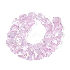 Fili di perle di vetro craquelé trasparenti per placcatura elettrolitica&nbsp;EGLA-Q135-02A-B04
