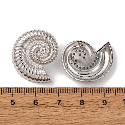 Серьги-гвоздики из латуни с микропаве из прозрачных кубических цирконий в форме ракушки&nbsp;EJEW-H165-07P